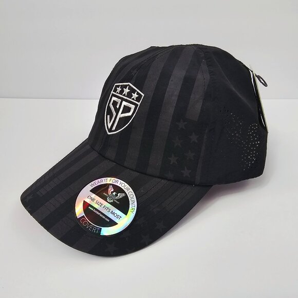 Subtle Patriot Covert Runner Men's Black Flag Print Adjustable Cap NWT - Picture 1 of 9